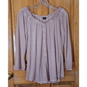 Crosby. Shirt Women Small Pastel Pink Bohemian Lightweight Rayon Ruffle BohoChic